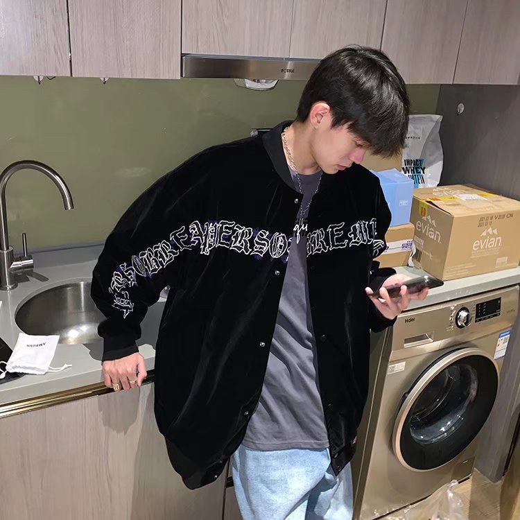 Áo khoác bóng chày phong cách hip hop cá tính hợp thời trang dành cho cặp đôi