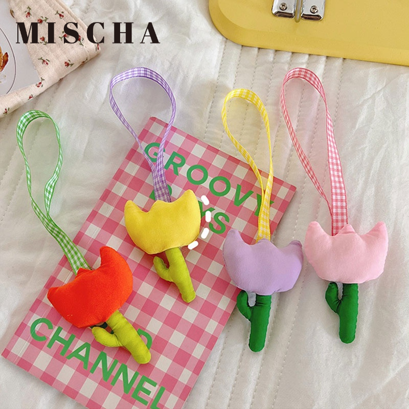 MISCHA Móc Khóa Hình Hoa tulip Dễ Thương Chất Liệu cotton Màu Kẹo Ngọt
