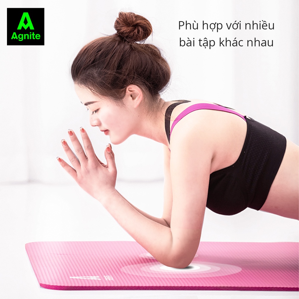 Thảm tập yoga, gym chống trượt Agnite - 10mm - mềm mịn độ bám cao không trơn trượt F4174