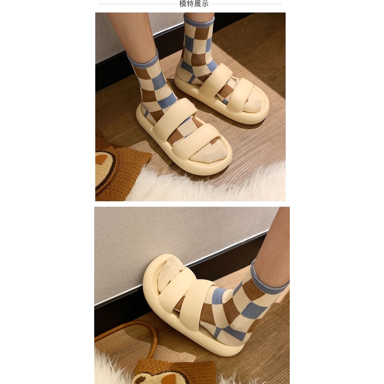 [Spot] Dép Sandal Đế Mềm Chống Trượt Hai Dây Màu Trơn Phiên Bản Hàn Quốc Thời Trang