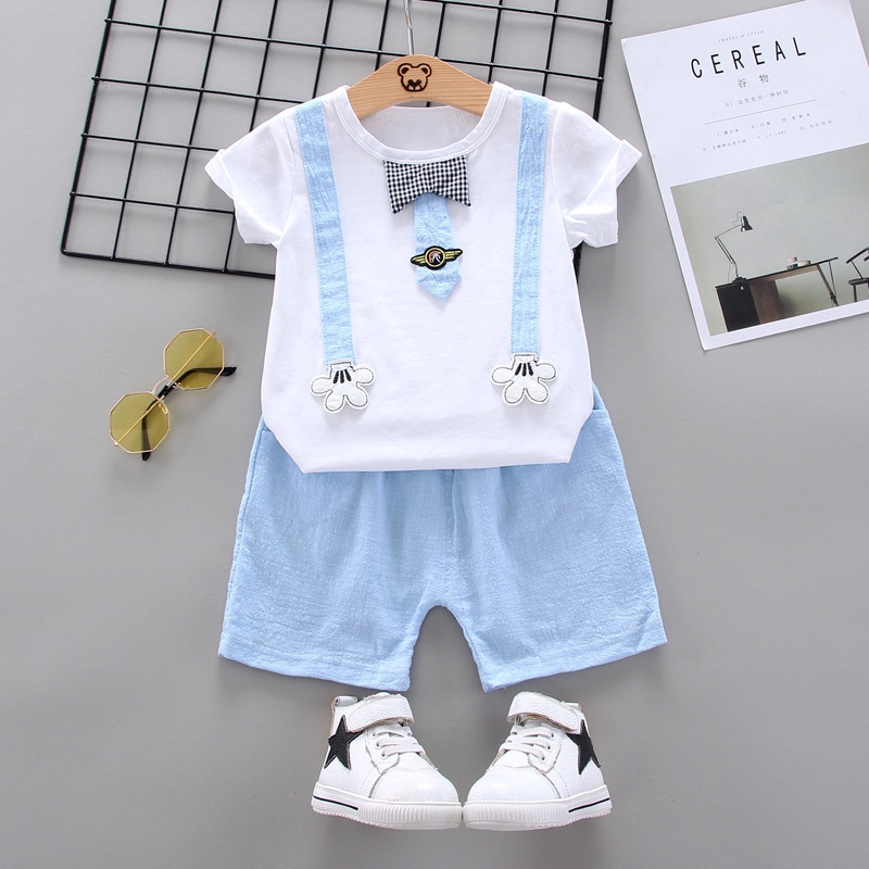 New children's clothing suit thin shorts T-shirt shorts pattern sports handsome pure cotton short sleeve summer new leisure