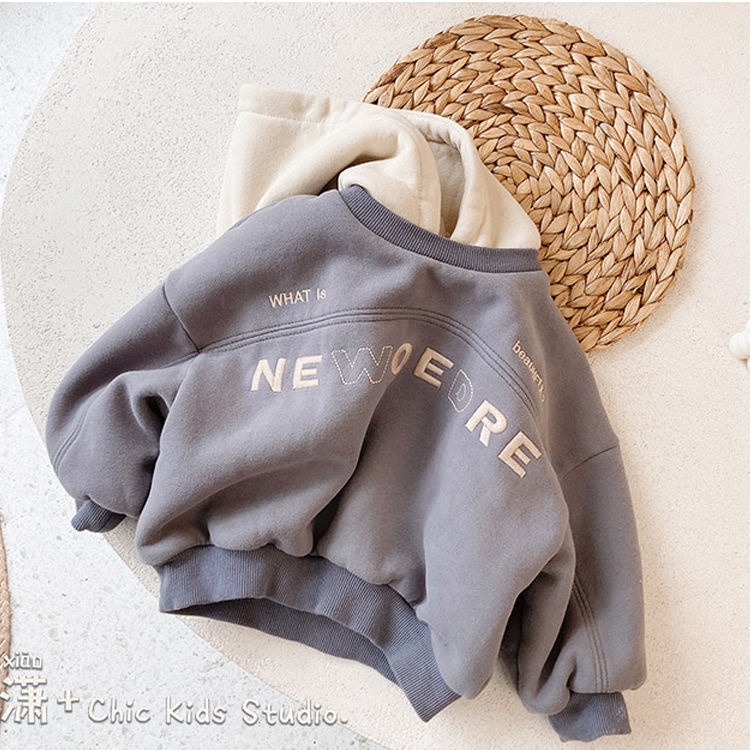 Áo hoodie dài tay dày dặn giữ ấm phong cách Hàn Quốc mới cho bé