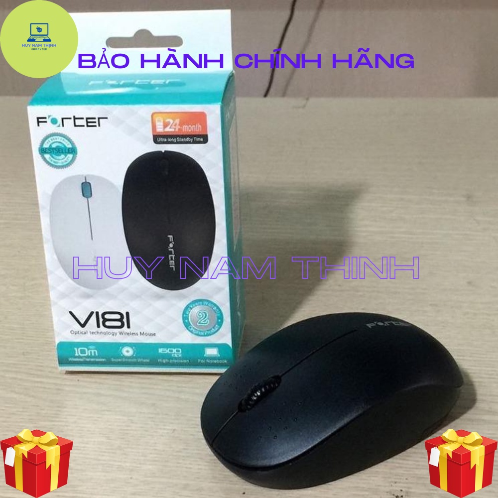 Chuột máy tính không dây Forter V181 bấm êm không tiền ồn, độ nhạy cao tặng kèm pin chính hãng