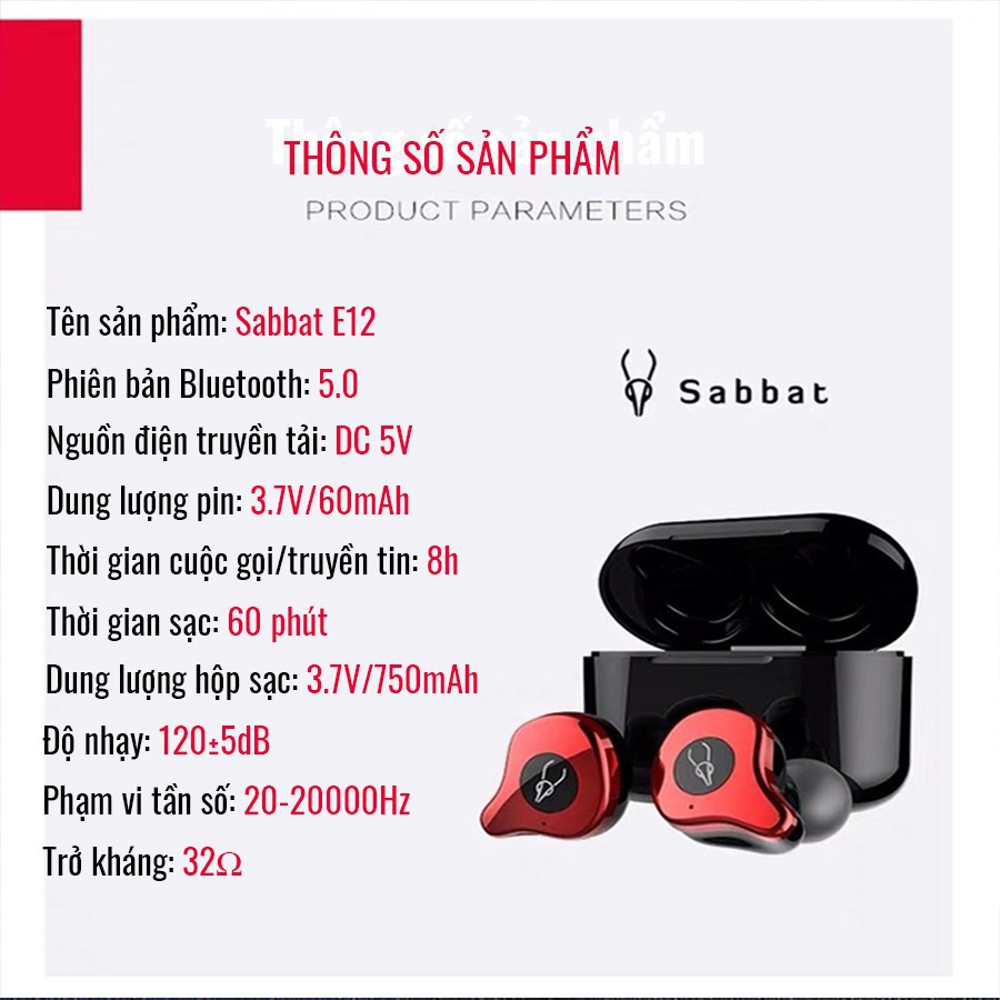 Tai Nghe Sabbat E12 Ultra/ Camo/ Marble - Tai Nghe Nhét Tai Không Dây True Wireless - Hỗ Trợ Sạc Không Dây
