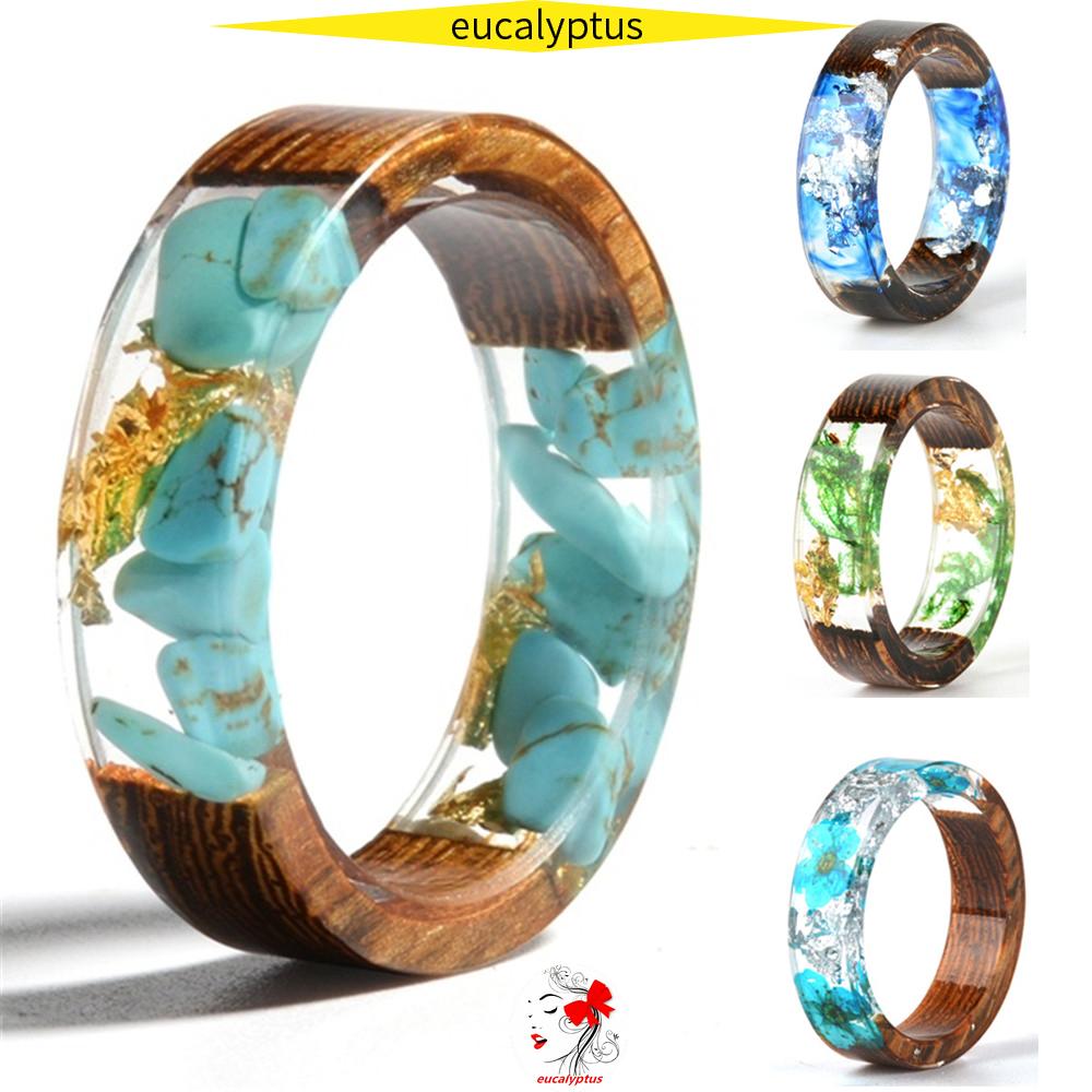 Nhẫn nhựa resin phối hoa và gỗ thiết kế mới lạ độc đáo thời trang dành cho nữ