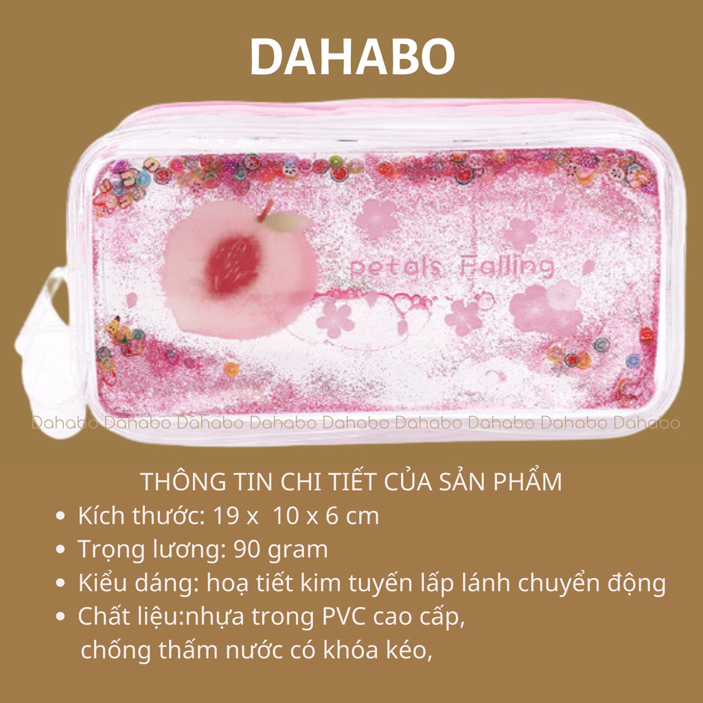 Hộp Bút Trong Suốt Kim Tuyến Hottrends đựng vừa máy tính, đồ dùng cá nhân Dahabo HB01