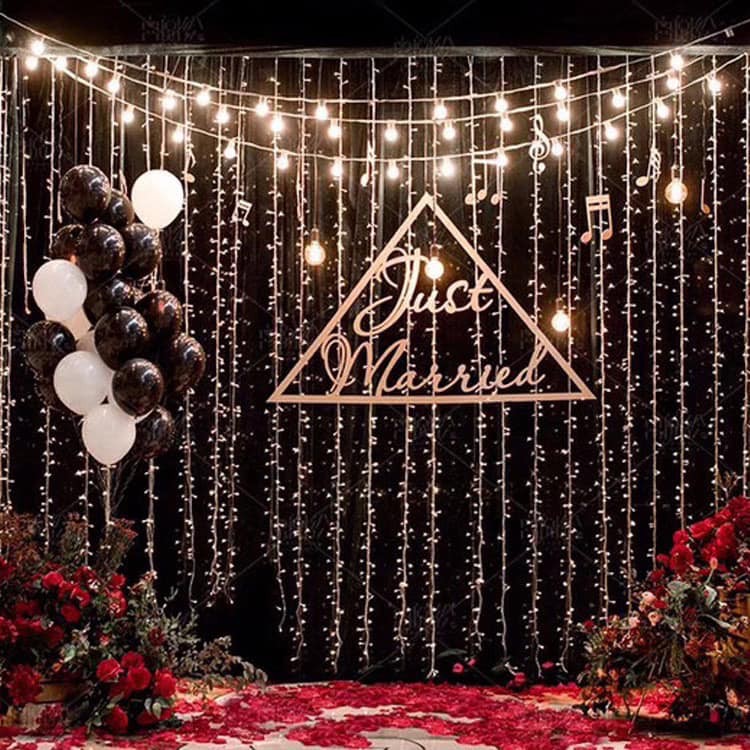 Đèn rèm , đèn led rèm mưa màu vàng ấm , cắm điện , chống nước, Led Trang Trí Phông Sinh Nhật