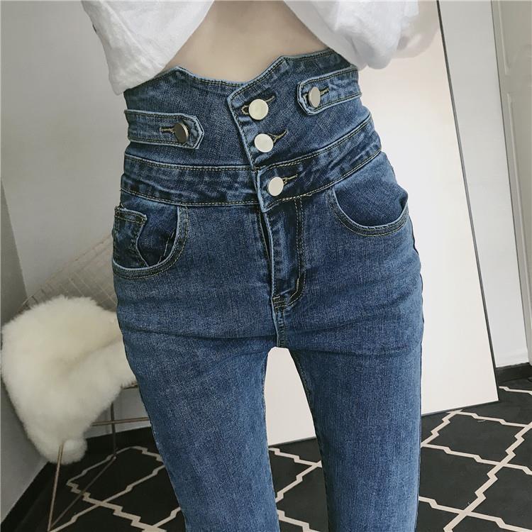 Quần skinny jeans lưng cao phong cách Hàn Quốc dễ phối đồ