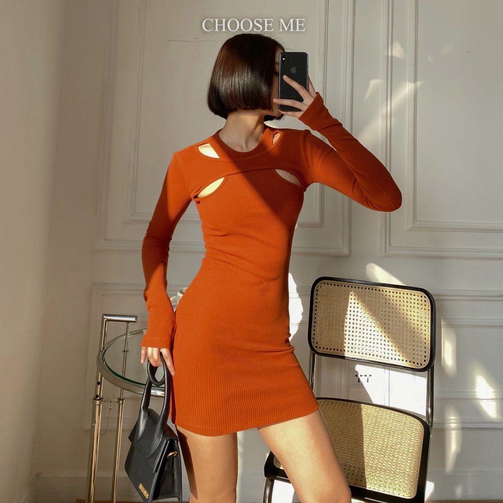 Váy Body Len Khoét Vai Nhiều Màu, Váy Body Dài Tay Dáng Ngắn Quyến Rũ - Choose Me KLP | BigBuy360 - bigbuy360.vn