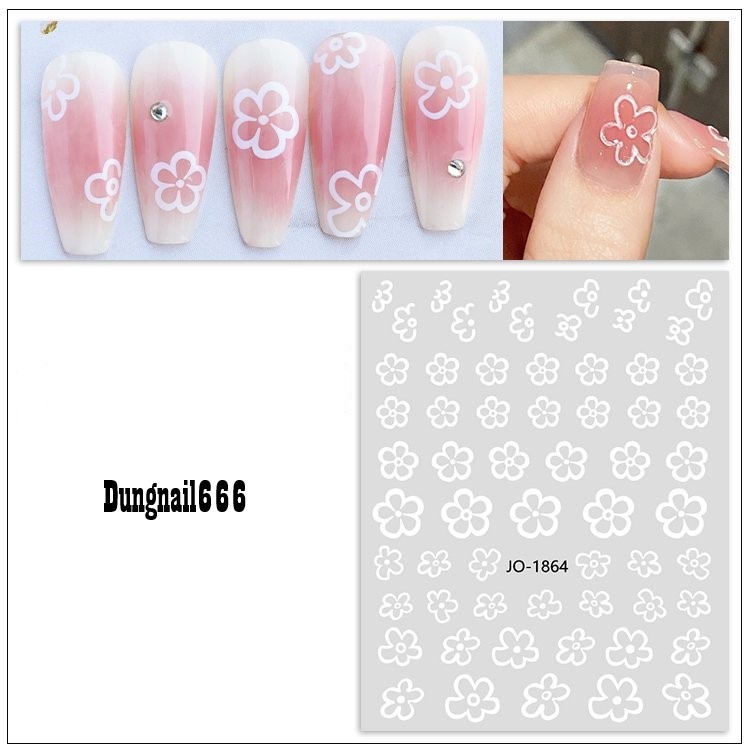 STICKER TRANG TRÍ NAIL MÃ JO, DH, DD , F HOA TRẮNG