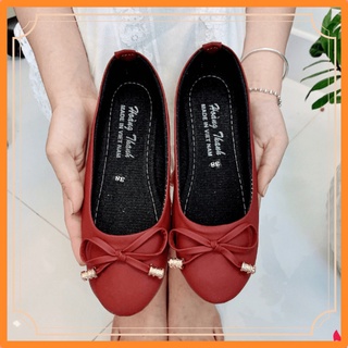 Giày Búp Bê Nữ Thời Trang Nơ Dây Xinh Ngất Ngây. Giày Nữ Hoàng Thanh DN74 Đỏ.