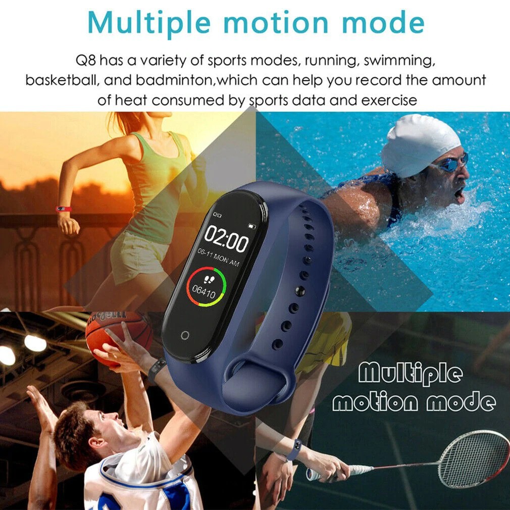 Đồng hồ kết nối bluetooth - Vòng đeo tay thông minh - Chống nước - Theo dõi nhịp tim , sức khỏe - Mã số M4
