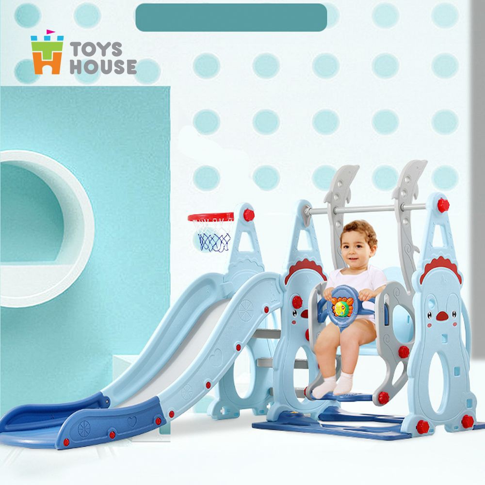 Xích đu kèm Cầu trượt, đồ chơi vận động cho bé hình Gấu Toys House WM19019