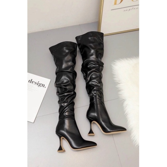 Bốt boot đùi nhăn gót nhọn fullbox hàng quảng châu cao cấp | BigBuy360 - bigbuy360.vn