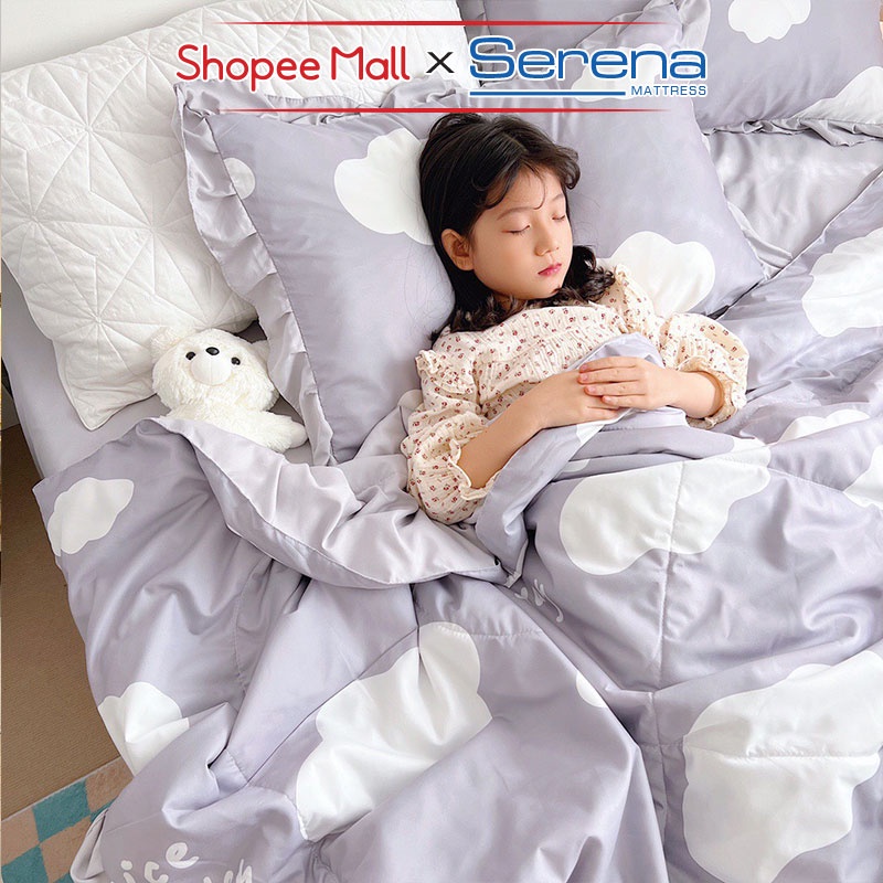 Vỏ Chăn Ga Gối Đệm 5 Món Đũi Bèo SERENA Cao Cấp Bộ Grap Drap Ra Gối Nệm Trải Bọc Giường Trần Bông Dễ Thương Chính Hãng
