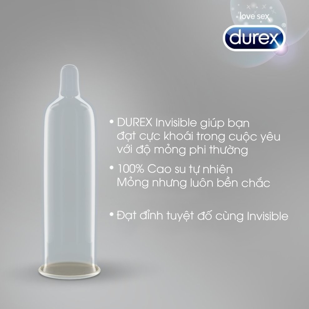 ⚡CHÍNH HÃNG⚡ Bao cao su Durex Extra Thin Extra Lubricated 10 bao siêu mỏng ( độ dày 52mm)