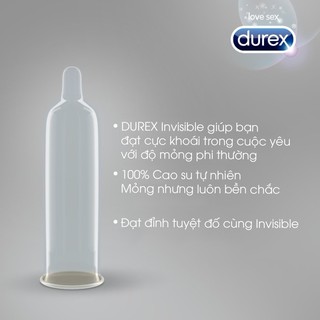 [CHE TÊN] Bao cao su Durex Invisible Extra Thin Extra Sensitive 3 bao