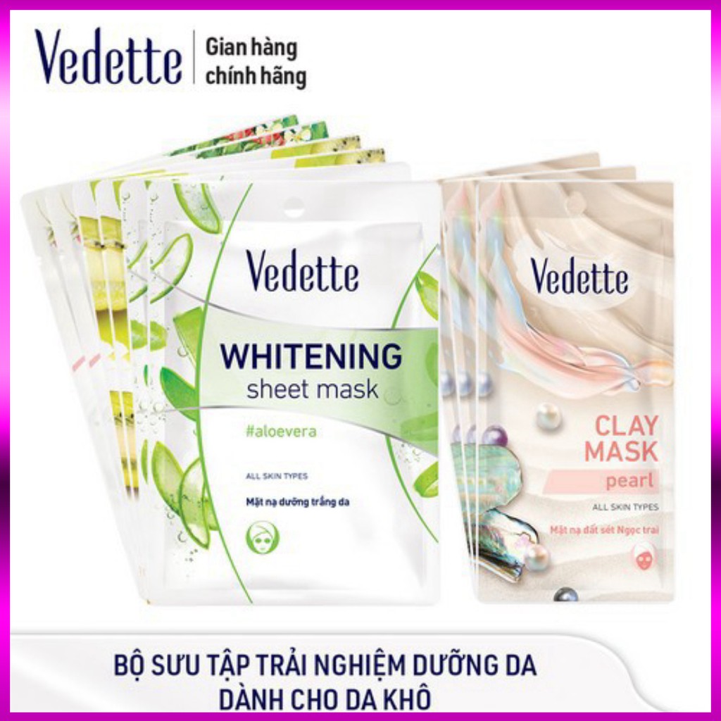 Bộ Sưu Tập Trải Nghiệm Dưỡng Da Vedette Dành Cho Da Khô - MNTD Đam x2, MNTN Kiwi x2, MNSC Dâu x2, MNĐS Ngọc Trai x3