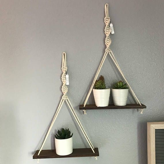 (FREESHIP- CÓ SẴN) Kệ trang trí dây treo tường tết macrame kệ gỗ decor vintage