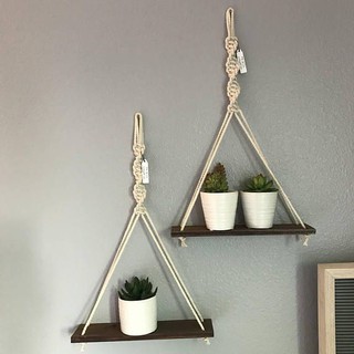 1 kệ gỗ thông 40X15x1,5cm trang trí cao cấp 💝FREESHIP💝 NHÀ THOÁNG kệ treo dây macrame DECOR kệ treo tường