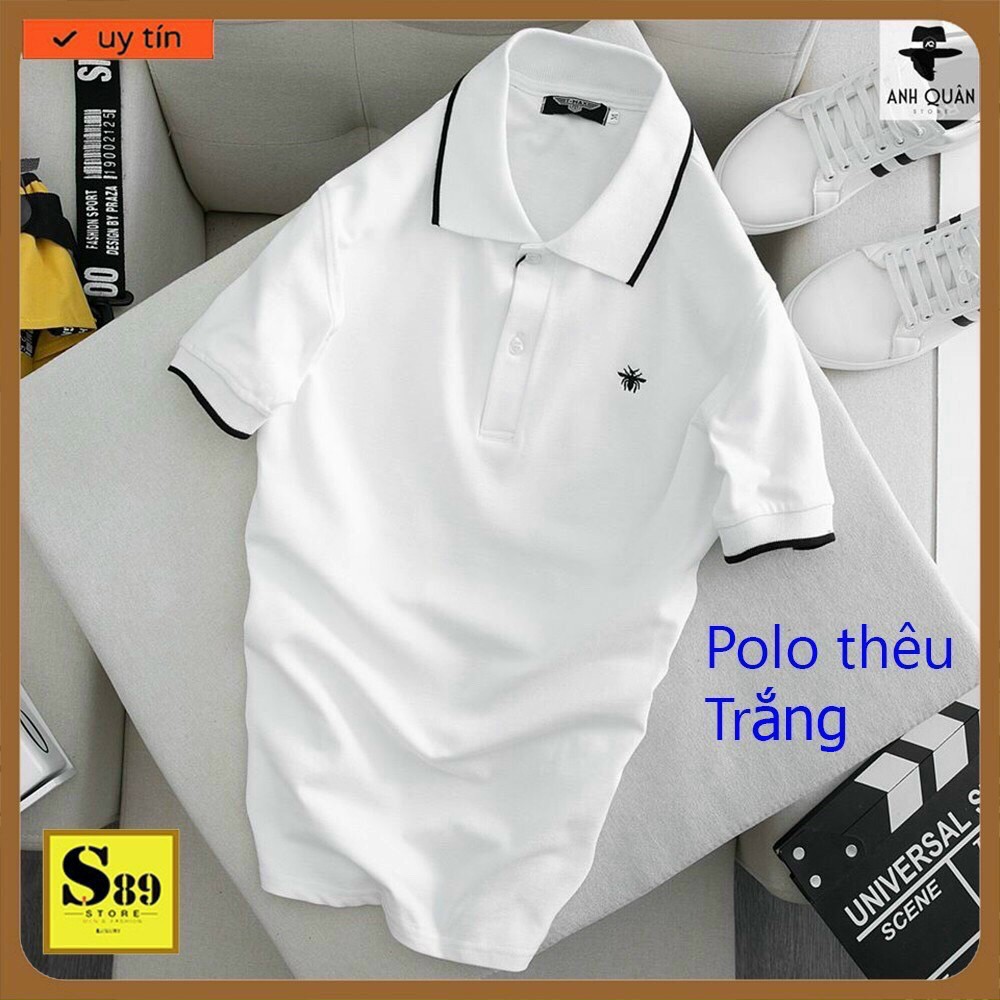 Áo thun polo thêu chất thun cotton dệt