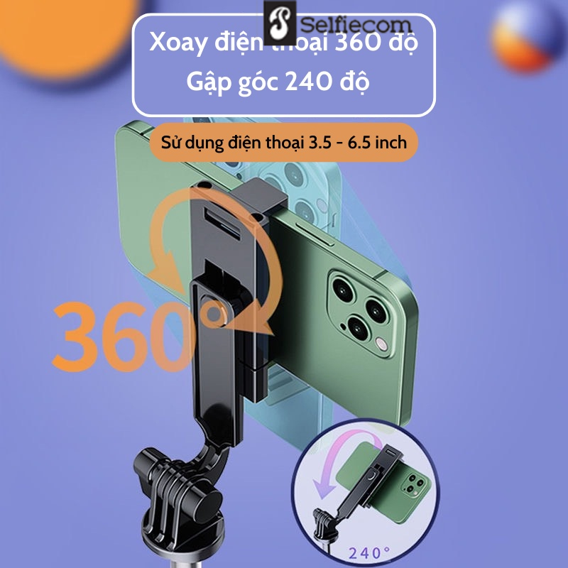 Gậy selfie - Tích hợp tripod 3 chân BT11 cao 1m7 kèm đèn led hỗ trợ ánh sáng, phụ kiện chụp ảnh bằng bluetooth từ xa