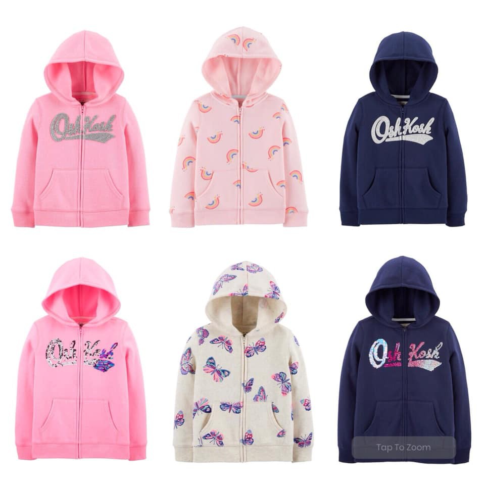 áo khoác nỉ OshKosh bé gái
