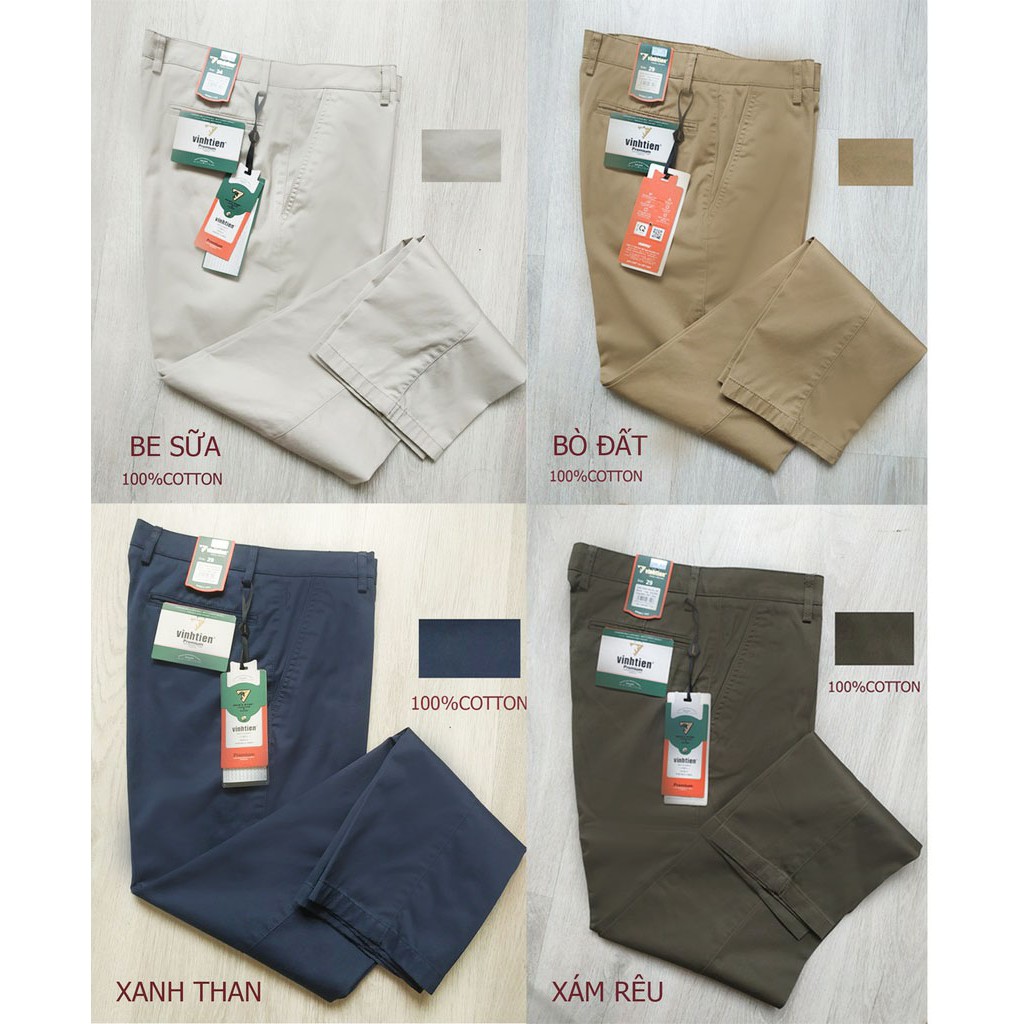 Quần Kaki Trơn 100% Cotton Trung Niên Vĩnh Tiến Cao Cấp