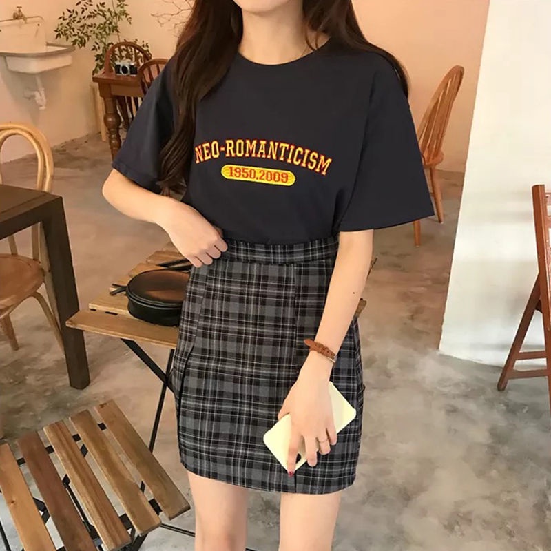 Chân Váy Chữ a Lưng Cao Họa Tiết Kẻ Ô Hàn Quốc JL-DQ-18