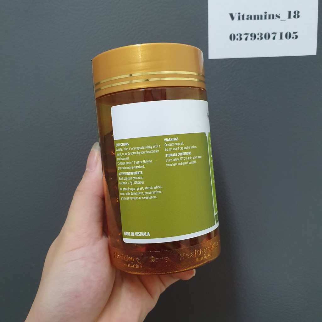 Mầm đậu nành Lecithin 1200mg Healthy Care của Úc - mẫu mới