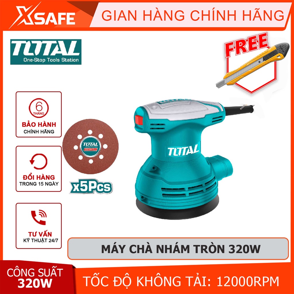 Máy chà nhám tròn TOTAL TF2031256 Dụng cụ chà nhám 320W Tốc độ không tải 12000rpm; 125mm, 220-240V ~ 50/60Hz