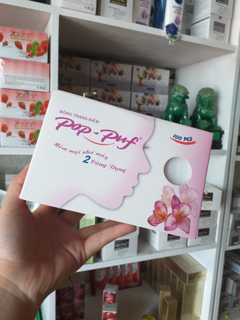 [BÁN SỈ] [GIÁ RẺ NHẤT] (100 miếng 2 công dụng) Bông Tẩy Trang POP PUF