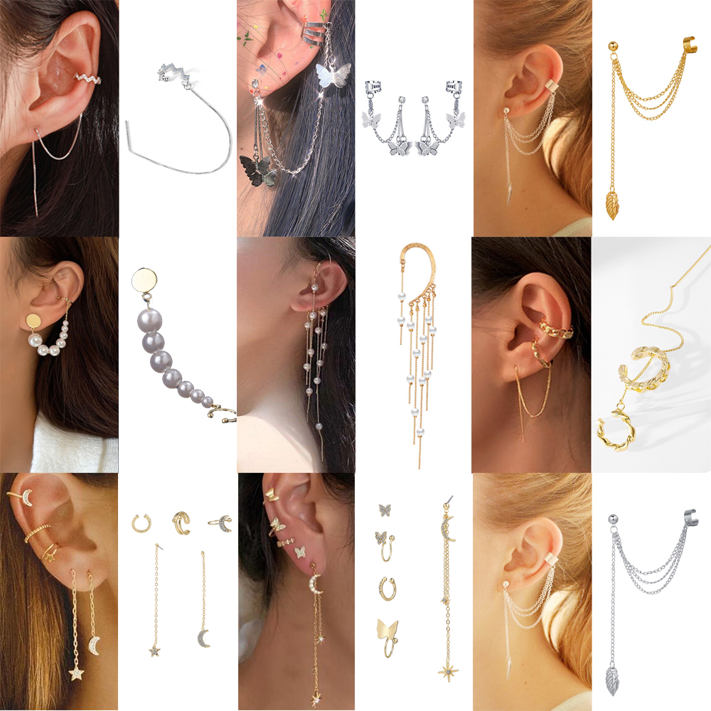 Hoa Tai Dáng Dài Hình Bướm Đính Đá Lấp Lánh Phong Cách Hàn Quốc