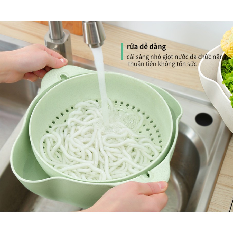 Rổ rửa rau củ nhanh 360 độ 2 tầng PP Care Japan - Home and Garden