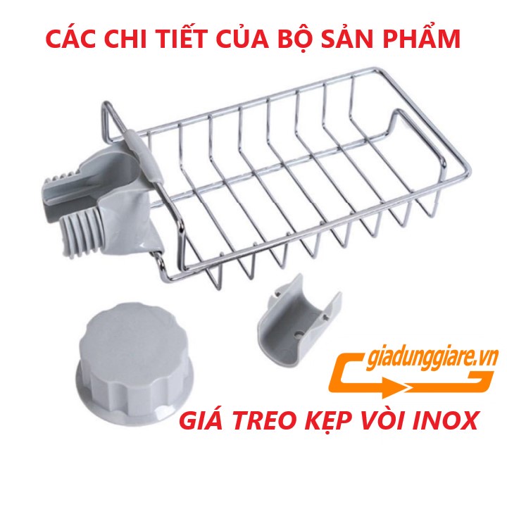 GIÁ TREO INOX dùng đựng đồ rửa chén bát tiện dụng, khay đựng xà bông, đồ vệ sinh gắn vòi nước đa năng