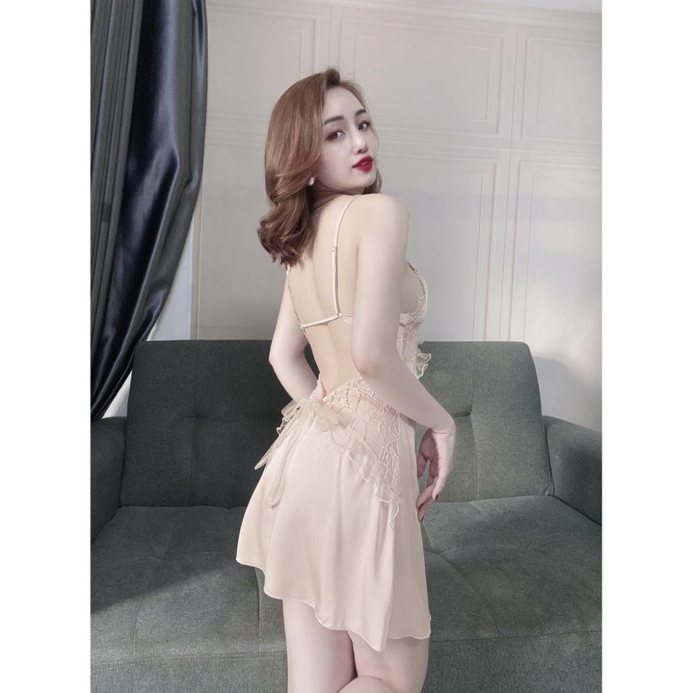 Váy Ngủ Sexy, Đầm Ngủ 2 Dây, Có Tăng Đơ, Phối Ren Chất Lụa Satin Phối Ren ( Kèm Quần ), Hàng May Kỹ Form Chuẩn Size Dưới | BigBuy360 - bigbuy360.vn