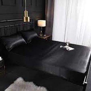 Drap giường ga giường lẻ phi lụa lan pham bedding mát mịn - đen