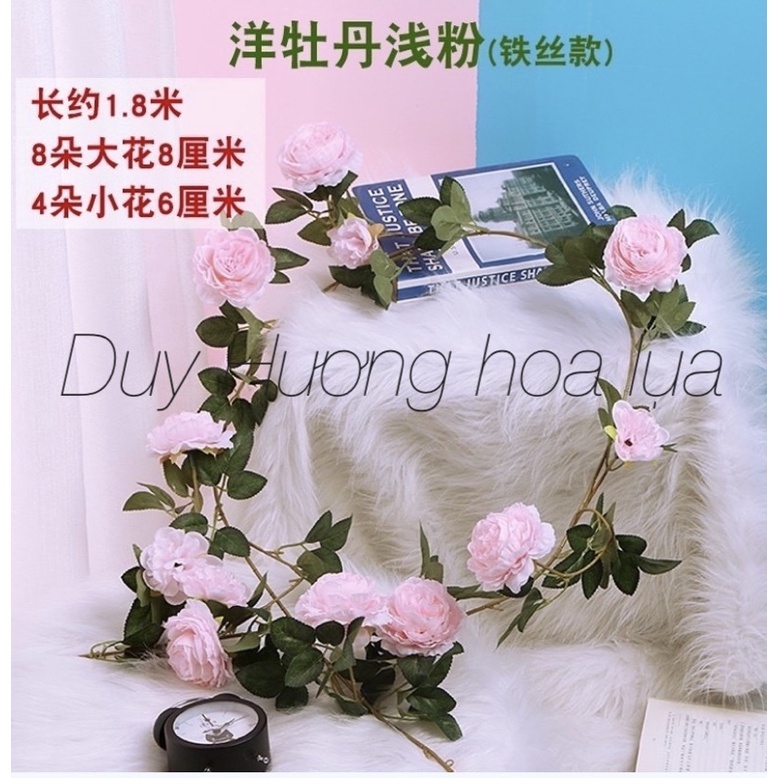 Hoa giả/Hoa lụa - Dây leo Hồng Trà dài 2m decor loại 1