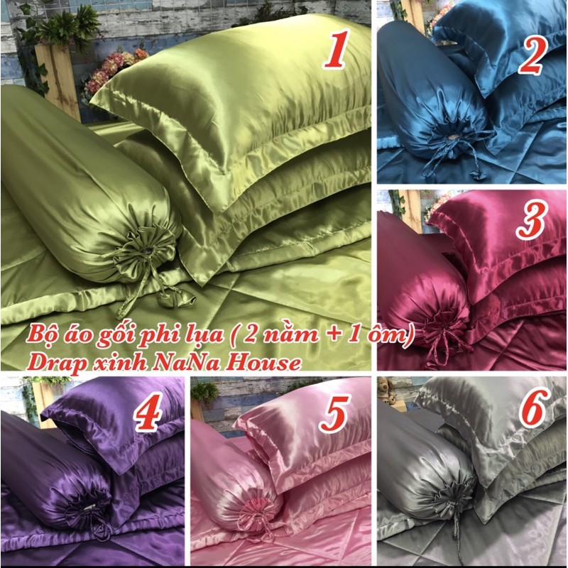 Bộ áo gối phi lụa ( 2 nằm + 1 ôm) chọn màu với shop | BigBuy360 - bigbuy360.vn