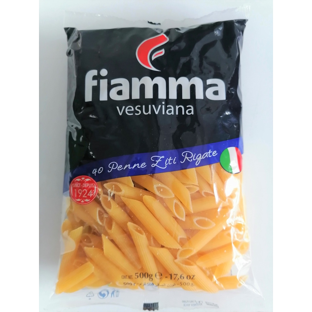 [Gói 500g – SỐ 40] NUI ỐNG TRE [Italia] FIAMMA No 40 Penne Ziti Rigate (halal) (atu)