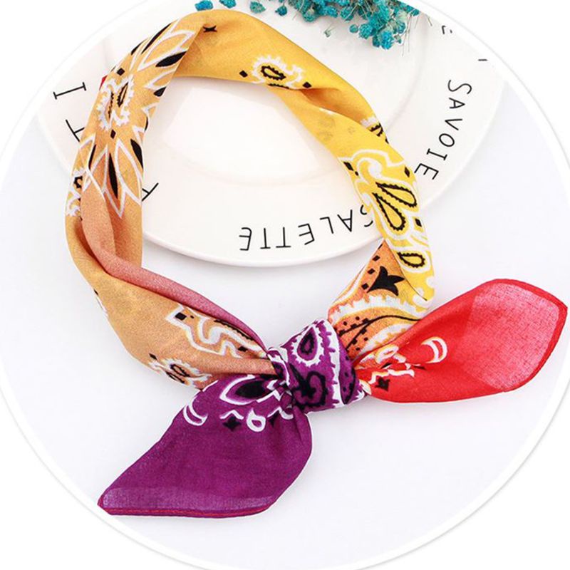 Youyo Áo Thun Cotton Vuông Họa Tiết Hoa Màu Gradient Cầu Vồng Hai Lớp Paisley Dành Cho Nam Nữ