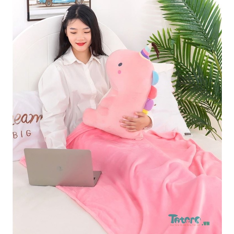 Bộ Chăn trong Gối văn phòng cao cấp 3 trong 1 Gấu bông Khủng Long Mập Ú Thú bông dễ thương