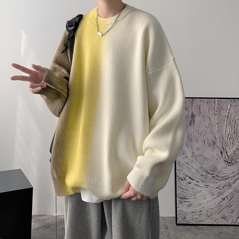Áo Sweater Cổ Tròn Dáng Rộng Màu Nhuộm Gradient Kiểu Hàn Quốc Cá Tính Cho Nam