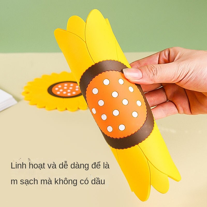 Set 3 miếng lót ly lót nồi silicon hình hoa hướng dương tiện dụng 5/10/15cm