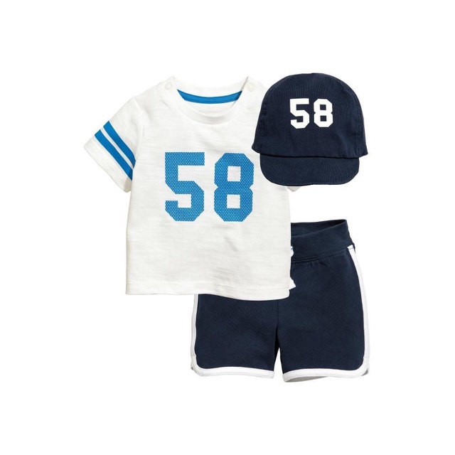 Bộ Bé Trai Thể Thao Số 58 H&M Size Từ 8-16kg Tặng kèm Nón💖 Đồ Bộ Bé Trai hàng VNXK cao  cấp