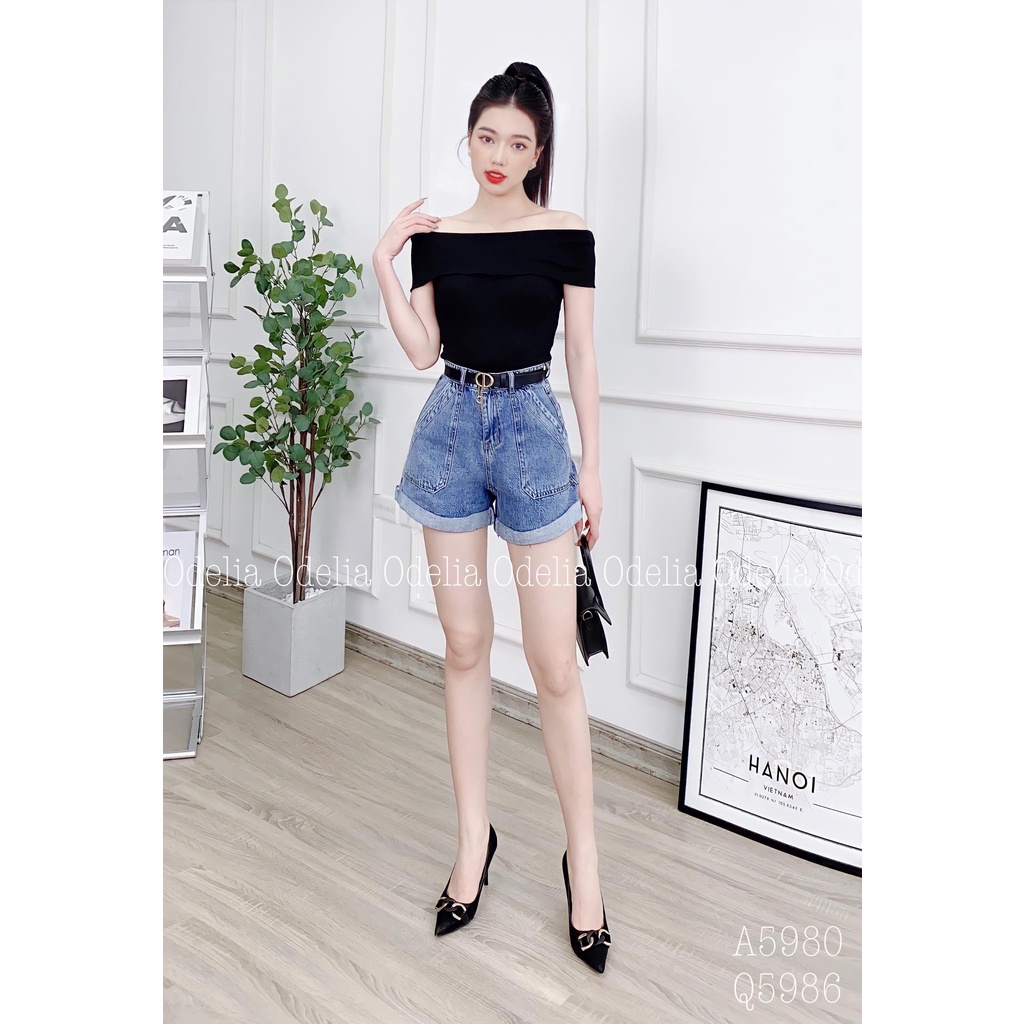 Quần short jeans cao cấp kèm belt - Q5986