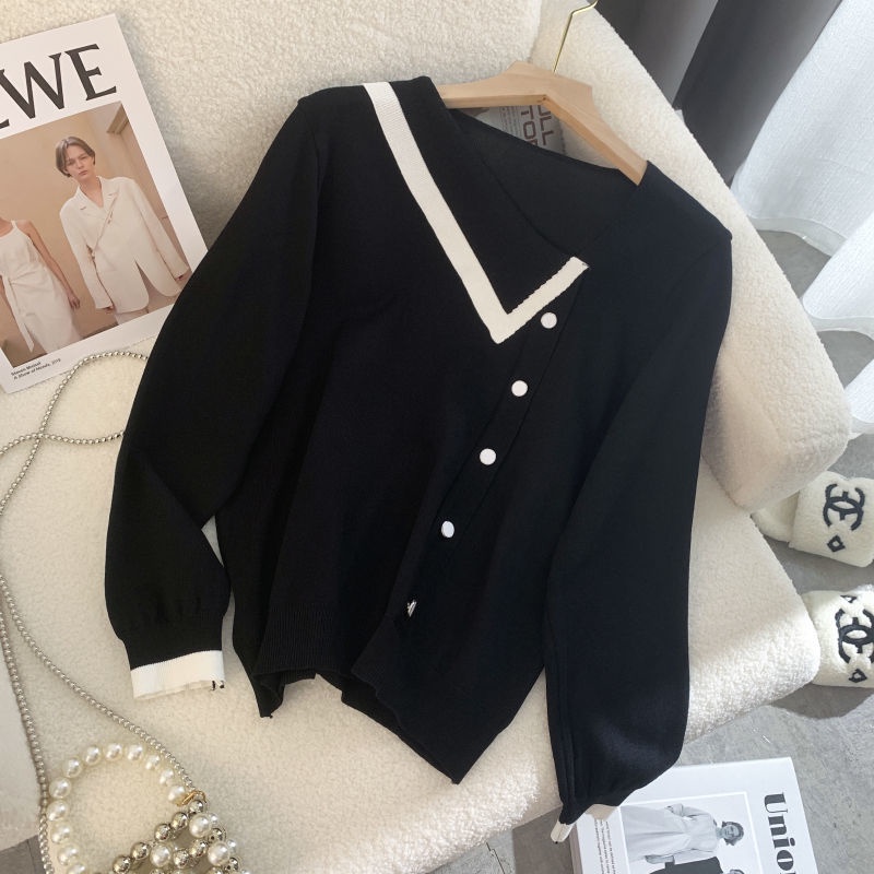 Áo sweater Màu Sắc Tương Phản Phong Cách Hàn Quốc Cho Nữ