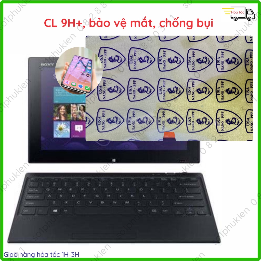 Dán màn hình cường lực Laptop Sony SVD1323 nano dẻo trong suốt/ chống vân tay/ chống nhìn trộm/ bảo vệ mắt