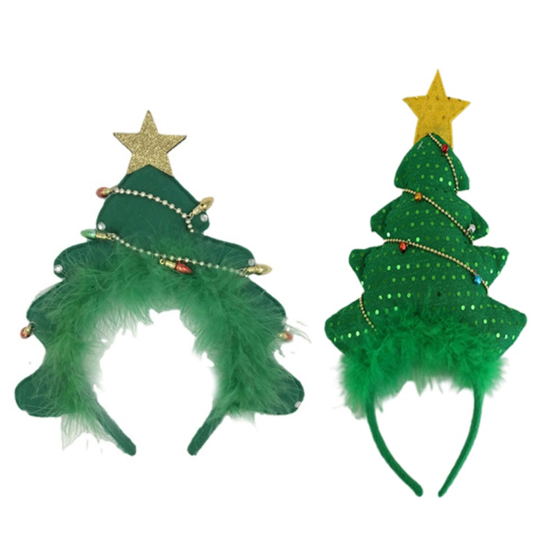 Băng Đô Cài Tóc Hình Cây Thông Noel Bằng Lông Nhung Xinh Xắn