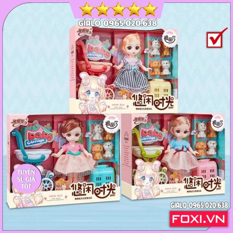 Búp Bê Barbie-Búp Bê công chúa Foxi-Búp Bê cho bé yêu sáng tạo thông minh-Đồ chơi bé gái kèm phụ kiện váy dạ hội-thú cưn
